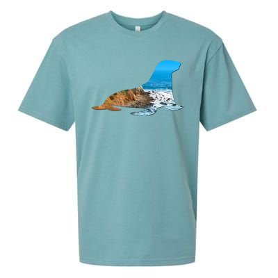 Sea Lion Seal Lovers Silhouette Earth Day And Ocean Week Gift Sueded Cloud Jersey T-Shirt