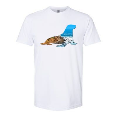 Sea Lion Seal Lovers Silhouette Earth Day And Ocean Week Gift Softstyle CVC T-Shirt