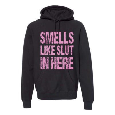 Smells Like Slut In Here Funny Sexy Offensive Adult Humor Premium Hoodie