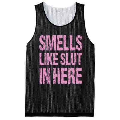 Smells Like Slut In Here Funny Sexy Offensive Adult Humor Mesh Reversible Basketball Jersey Tank