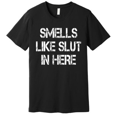 Smells Like Slut In Here Shirt Offensive Funny Humor Vintage Premium T-Shirt