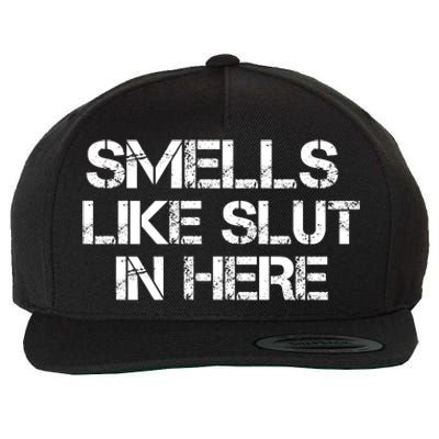 Smells Like Slut In Here Funny Wool Snapback Cap