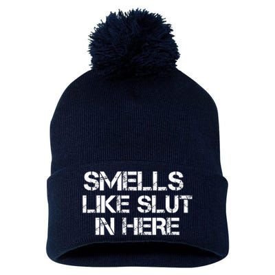 Smells Like Slut In Here Funny Pom Pom 12in Knit Beanie