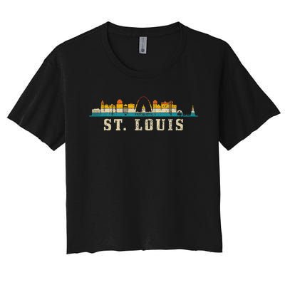 St. Louis Skyline Missouri Vintage Pride Retro Women's Crop Top Tee