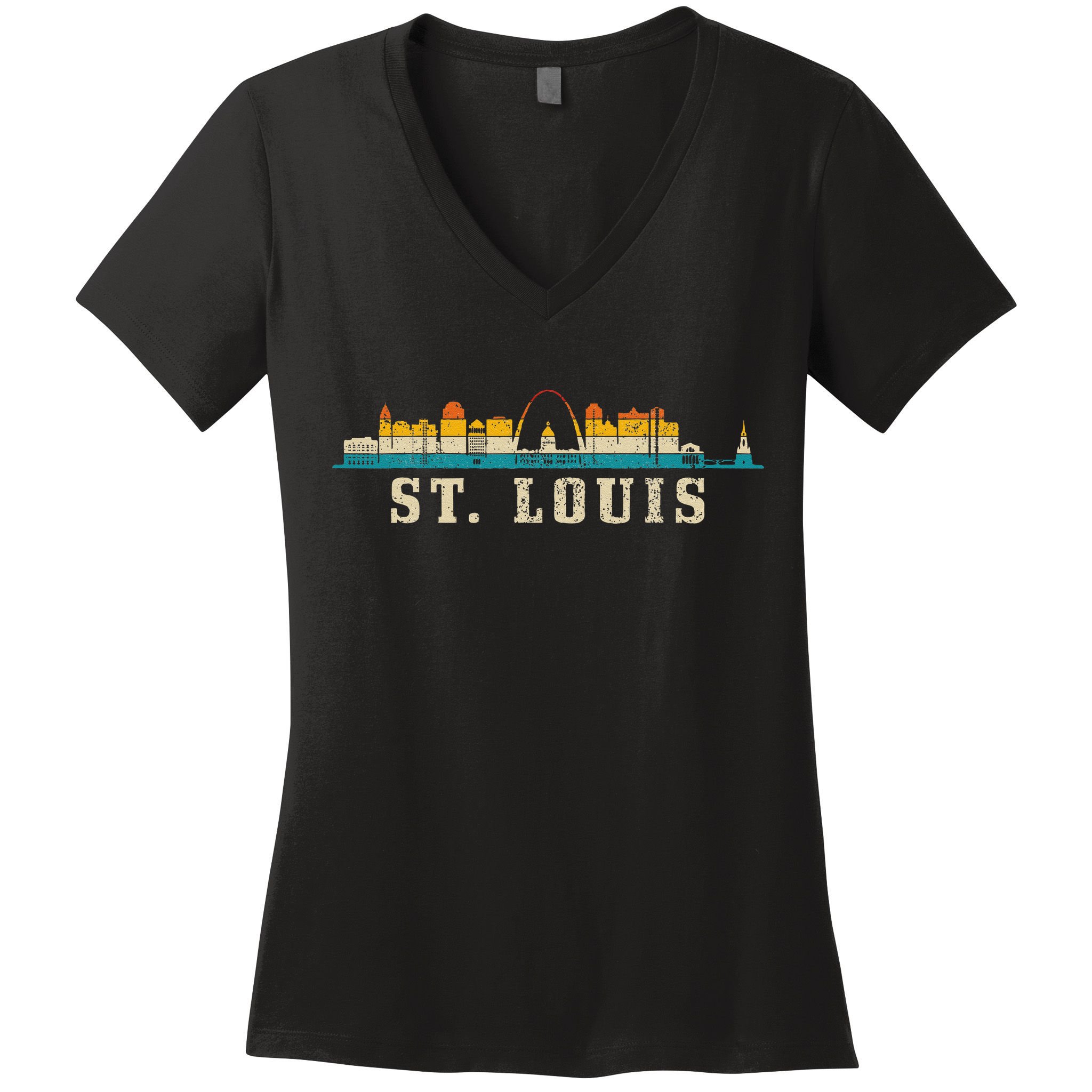 St. Louis Skyline Missouri Vintage Pride Retro Women's V-Neck T-Shirt