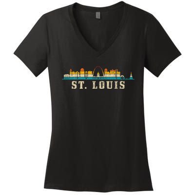 St. Louis Skyline Missouri Vintage Pride Retro Women's V-Neck T-Shirt