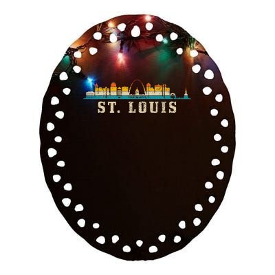 St. Louis Skyline Missouri Vintage Pride Retro Ceramic Oval Ornament