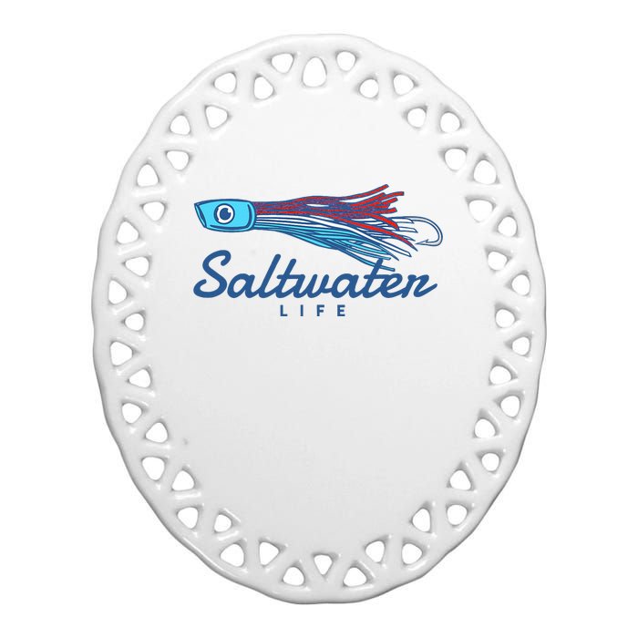 Saltwater Life Saltwater Fishing Lure Ceramic Oval Ornament