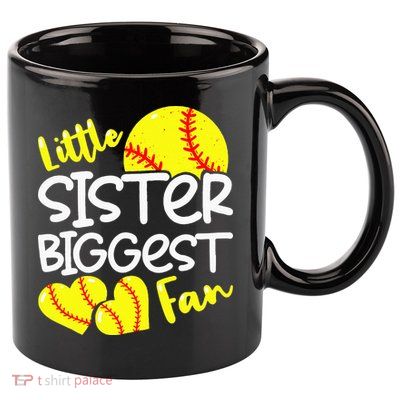 Softball Little Sister Biggest Fan 11oz C Handle Ceramic Mug