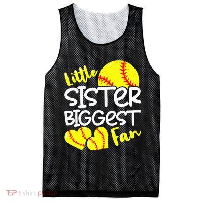 Softball Little Sister Biggest Fan Mesh Reversible Basketball Jersey Tank