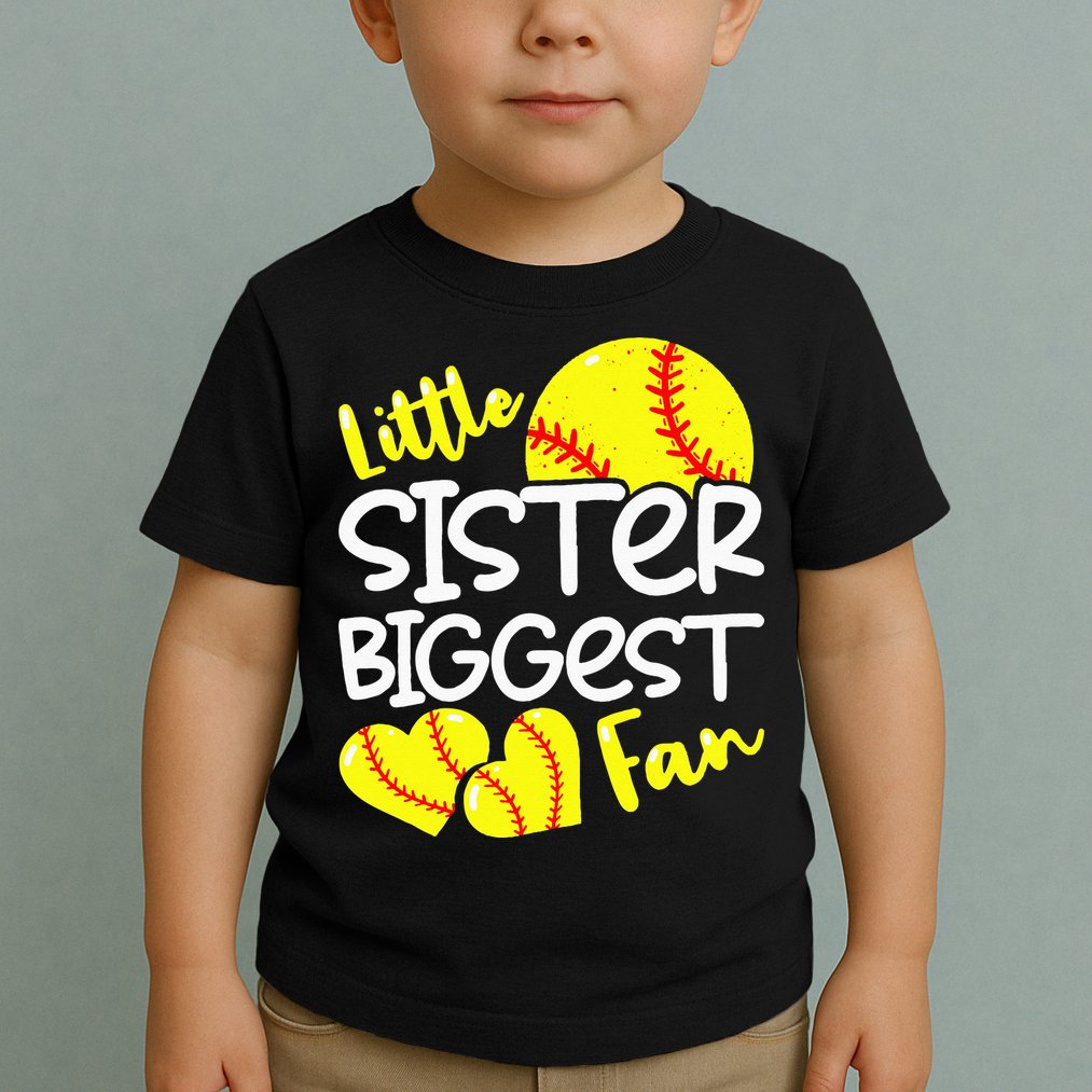 Softball Little Sister Biggest Fan Toddler T-Shirt