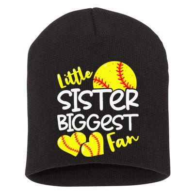 Softball Little Sister Biggest Fan Short Acrylic Beanie