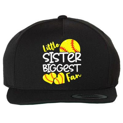 Softball Little Sister Biggest Fan Wool Snapback Cap
