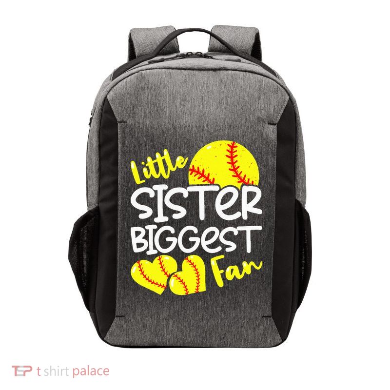 Softball Little Sister Biggest Fan Vector Backpack