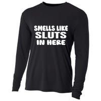 Smells Like Sluts In Here Funny Party Bbq College Frat Cooling Performance Long Sleeve Crew