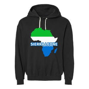 Sierra Leone Sierra Leonean Pride Flag Map Africa Garment-Dyed Fleece Hoodie