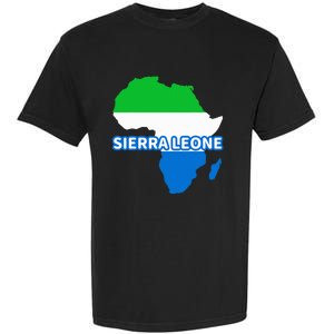 Sierra Leone Sierra Leonean Pride Flag Map Africa Garment-Dyed Heavyweight T-Shirt