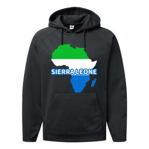 Sierra Leone Sierra Leonean Pride Flag Map Africa Performance Fleece Hoodie