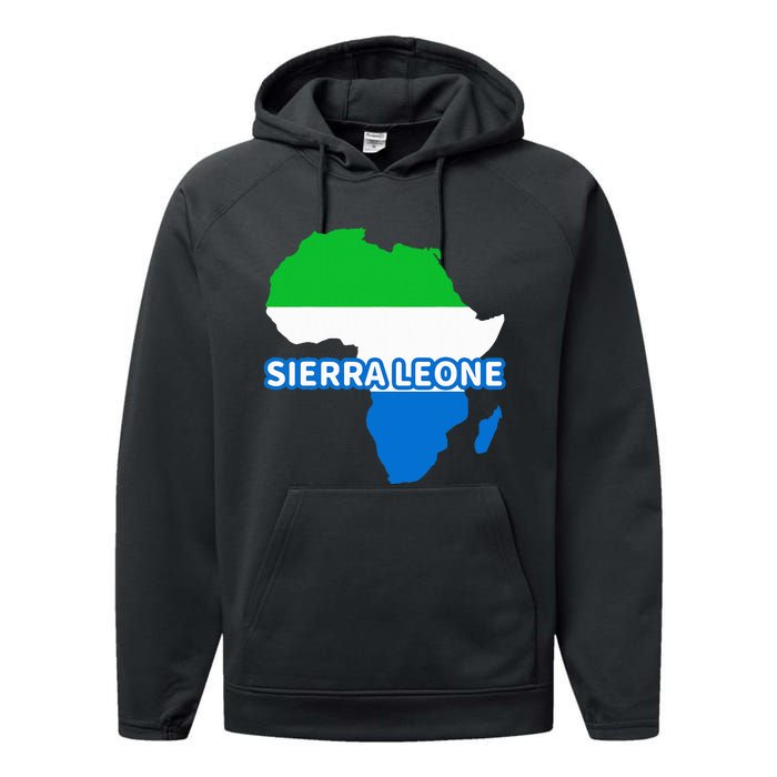 Sierra Leone Sierra Leonean Pride Flag Map Africa Performance Fleece Hoodie