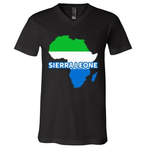 Sierra Leone Sierra Leonean Pride Flag Map Africa V-Neck T-Shirt