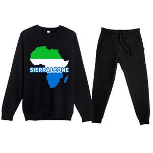 Sierra Leone Sierra Leonean Pride Flag Map Africa Premium Crewneck Sweatsuit Set