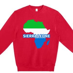 Sierra Leone Sierra Leonean Pride Flag Map Africa Premium Crewneck Sweatshirt