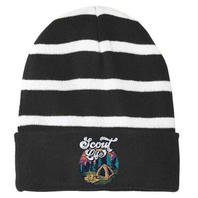 Scout Life Scouting Scouts Outdoor Hiking Striped Beanie with Solid Band