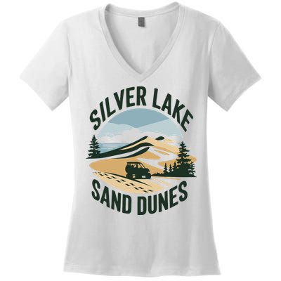 Silver Lake Sand Dunes Michiganall Terrain Vehicles Women's V-Neck T-Shirt