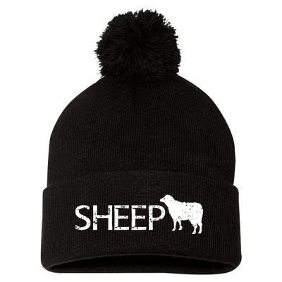 Sheep Logo Pom Pom 12in Knit Beanie