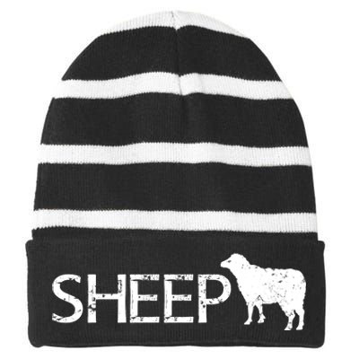 Sheep Logo Striped Beanie with Solid Band