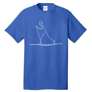 Skiing Lover Ski Minimalist Funny Skier Gift Tall T-Shirt