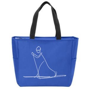 Skiing Lover Ski Minimalist Funny Skier Gift Zip Tote Bag