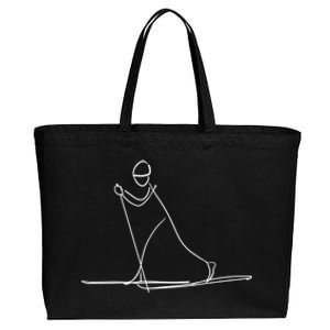 Skiing Lover Ski Minimalist Funny Skier Gift Cotton Canvas Jumbo Tote