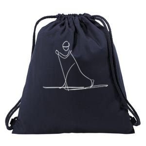 Skiing Lover Ski Minimalist Funny Skier Gift Drawstring Bag