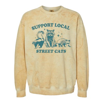 Support Local S.T.R.E.E.T Cats Team Trash Opossum Raccoon Rat Colorblast Crewneck Sweatshirt