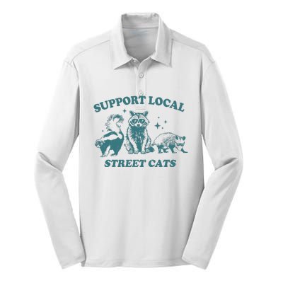 Support Local S.T.R.E.E.T Cats Team Trash Opossum Raccoon Rat Silk Touch Performance Long Sleeve Polo