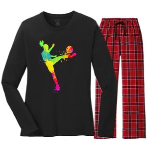 Soccer Lover's Stylish Design for Female Athletes Women's Long Sleeve Flannel Pajama Set 