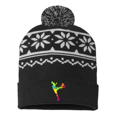 Soccer Lover's Stylish Design for Female Athletes USA-Made Snowflake Beanie