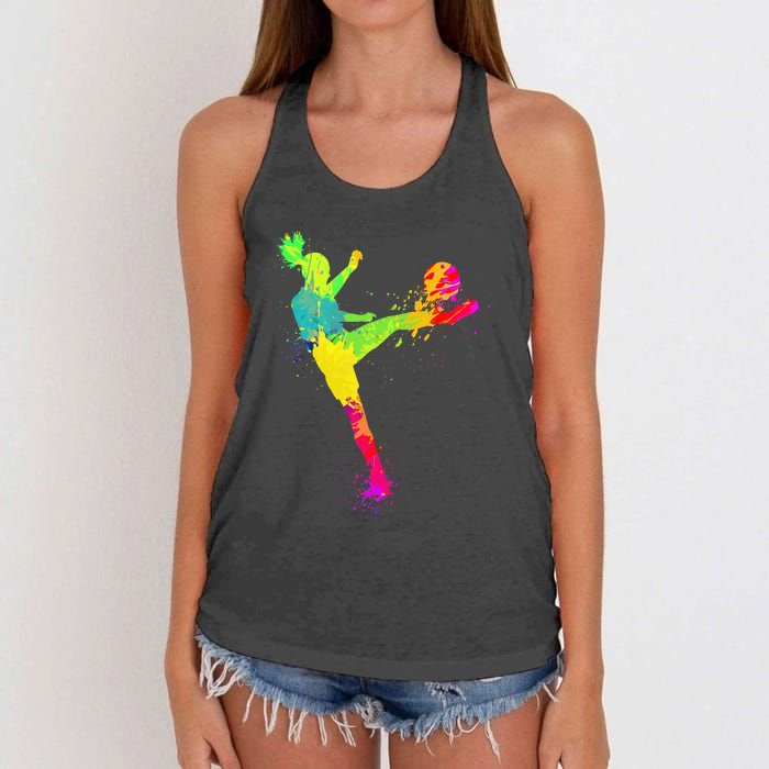 Soccer Lover's Stylish Design for Female Athletes Women's Knotted Racerback Tank