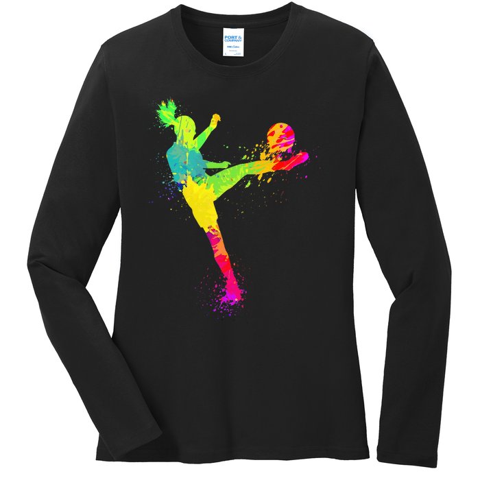 Soccer Lover's Stylish Design for Female Athletes Ladies Long Sleeve Shirt