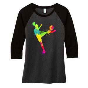 Soccer Lover's Stylish Design for Female Athletes Women's Tri-Blend 3/4-Sleeve Raglan Shirt