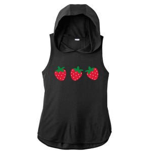 Strawberry Lover Summer Ladies PosiCharge Tri-Blend Wicking Draft Hoodie Tank