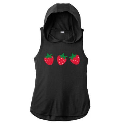 Strawberry Lover Summer Ladies PosiCharge Tri-Blend Wicking Draft Hoodie Tank