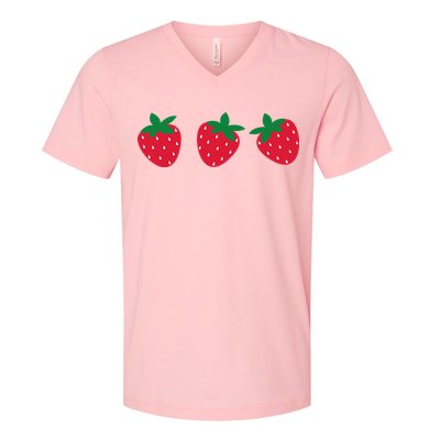 Strawberry Lover Summer V-Neck T-Shirt