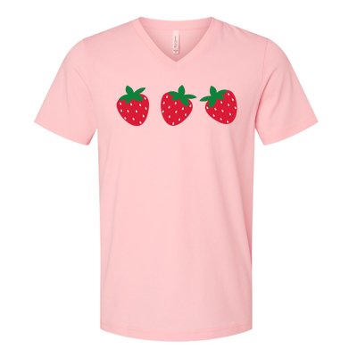 Strawberry Lover Summer V-Neck T-Shirt