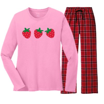 Strawberry Lover Summer Women's Long Sleeve Flannel Pajama Set 