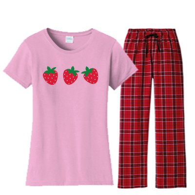 Strawberry Lover Summer Women's Flannel Pajama Set