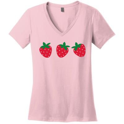 Strawberry Lover Summer Women's V-Neck T-Shirt