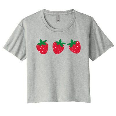 Strawberry Lover Summer Women's Crop Top Tee