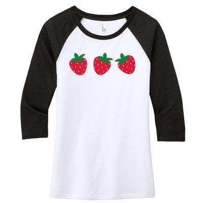 Strawberry Lover Summer Women's Tri-Blend 3/4-Sleeve Raglan Shirt